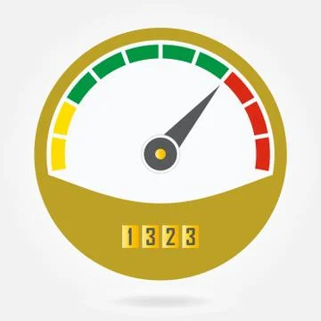 Speedometer or tachometer icon with arrow. Infographic gauge element.  Stock Illustration