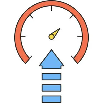 Speedometer with pointing arrow vector flat icon Illustrazione stock