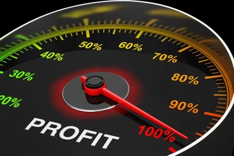 Speedometer as Profit Level Meter. 3d Rendering Illustrazione stock