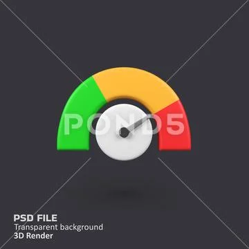 Speedometer Progress isolated 3d render icon illustration PSD Template