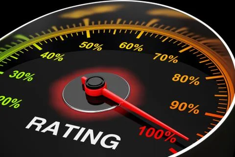 Speedometer as Rating Level Meter. 3d Rendering Stock Illustration