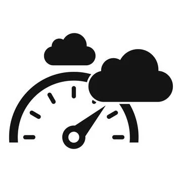 Speedometer reaching maximum speed with clouds above Stock Illustration