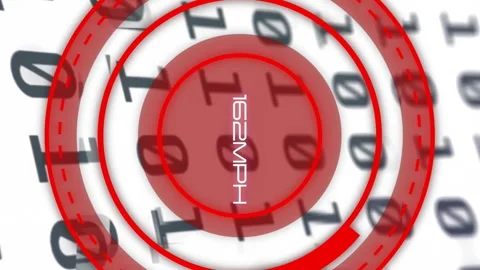 Speedometer reading 165MPH over binary code background in animation Video stock 312876830