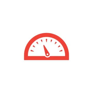 Speedometer Red Icon On White Background. Red Flat Style Vector Illustration. Stock Illustration