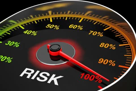 Speedometer as Risk Level Meter. 3d Rendering Ilustração Stock
