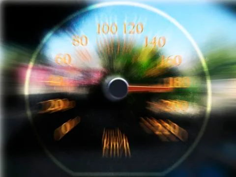Speedometer scoring high speed in a fast motion blur Stock Photos