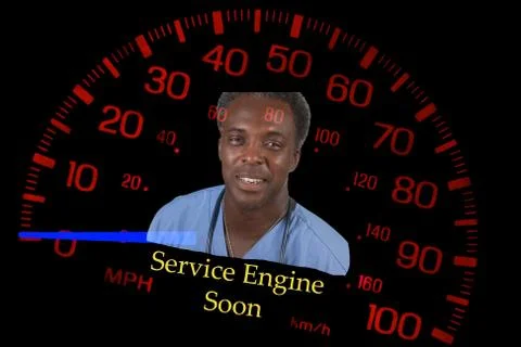 Speedometer with service engine light and mechanic warning Stock Illustration