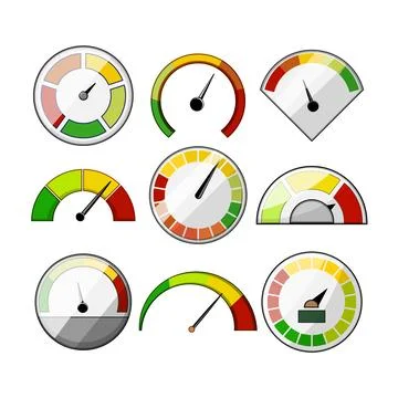 Speedometer set cartoon vector illustration Stock Illustration