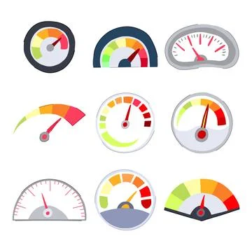 Speedometer set cartoon vector illustration Stock Illustration