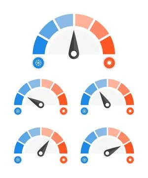 Speedometer set cold and hot icon. Vector illustration. Illustrazione stock