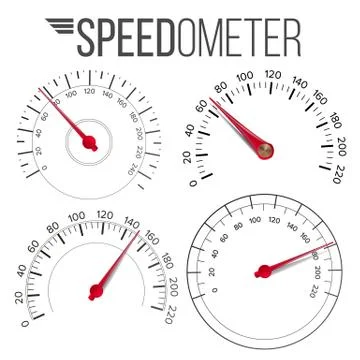 Speedometer Set Vector. Car Abstract Console Gauge Tachometer. Tachometer. For Illustrazione stock