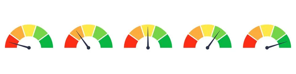 Speedometer showcasing progress level. High risk dial gauge indicating spee.. Stock Illustration