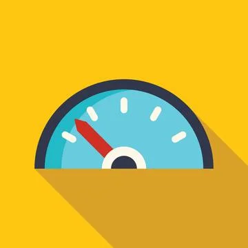 Speedometer showing increasing performance on yellow background Stock Illustration