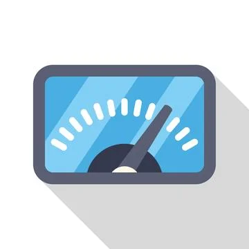 Speedometer showing increasing speed with blue background and long shadow Stock Illustration