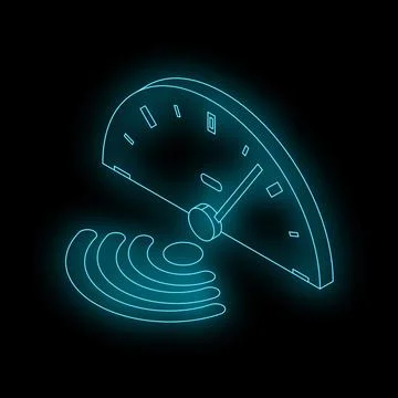 Speedometer showing low wireless signal strength with futuristic neon glow Stock Illustration