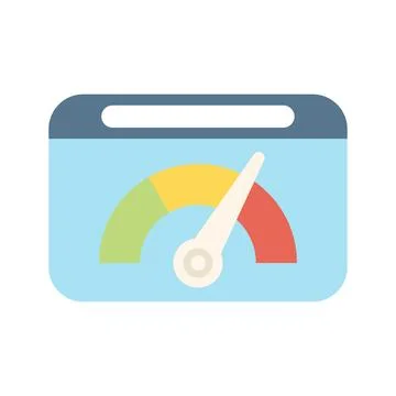 Speedometer showing website performance analytics data Illustrazione stock
