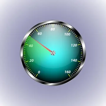 Speedometer shows fifty speed Illustrazione stock