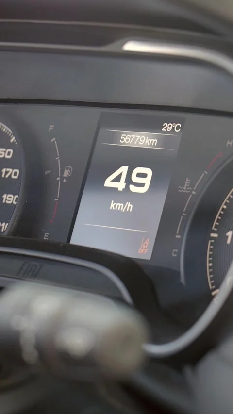 The speedometer shows a speed and total miles driven Stock Footage 323987858