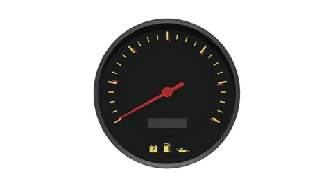 The speedometer shows the speed set and the car stop Stock Footage 133298096
