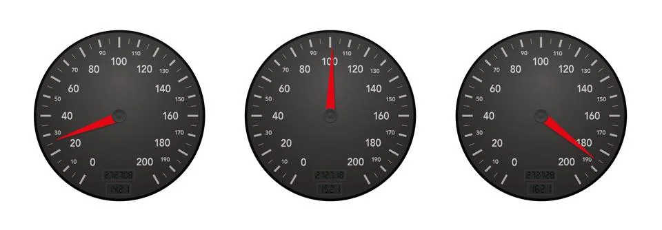 Speedometer Slow Moderately Fast Speed Meter Display Car Stock Illustration