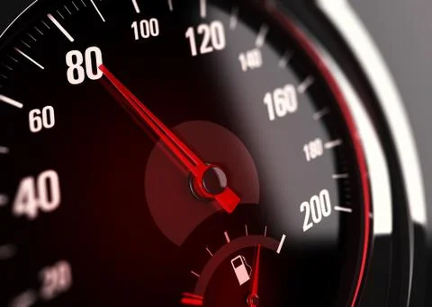 Speedometer, Speed Limit at 80 km per hour Stockfoto's