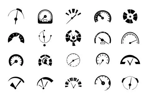 Speedometer speed vector icon set, speed measurement, car speed 库存插图