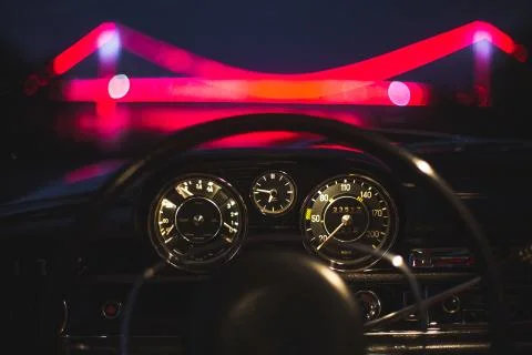 Speedometer system and control wheel of a car Stock Photos