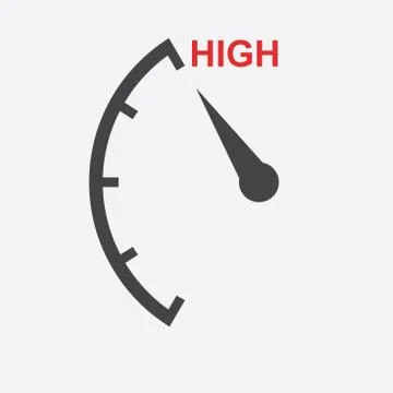 Speedometer, tachometer, fuel low level icon. Flat vector illustration on whi Illustrazione stock