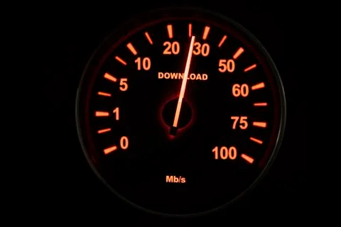Speedometer testing the download process Stock Photos