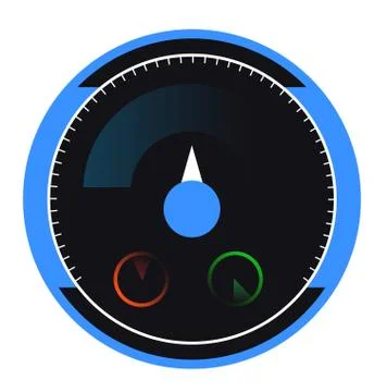Speedometer vector car speed dashboard panel and speed-up power measurement Illustrazione stock