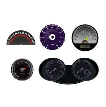 Speedometer vector car speed dashboard panel and speed-up power measurement Stock Illustration