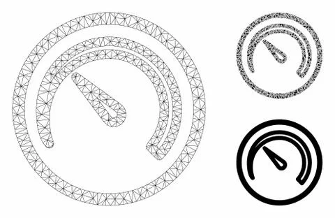 Speedometer Vector Mesh 2D Model and Triangle Mosaic Icon 스톡 일러스트