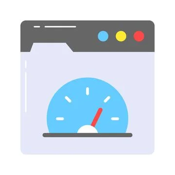 Speedometer with webpage, amazing icon of website performance Illustrazione stock