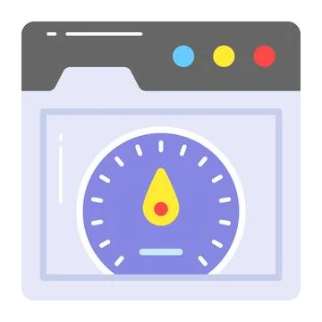 Speedometer with webpage, amazing icon of website performance Stock Illustration