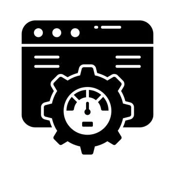 Speedometer with webpage, amazing icon of website performance  Illustrazione stock