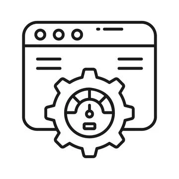 Speedometer with webpage, amazing icon of website performance  Stock Illustration