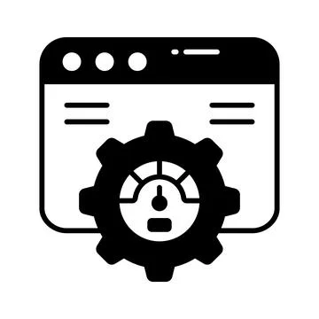 Speedometer with webpage, amazing icon of website performance  Illustrazione stock