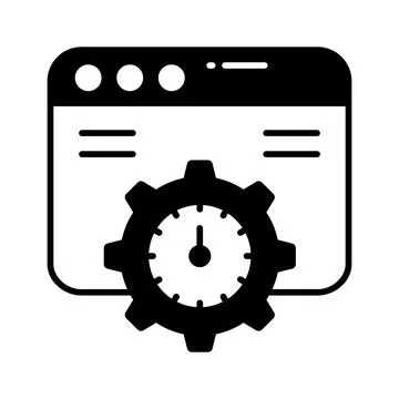 Speedometer with webpage denoting speed test vector design in trendy style Stock Illustration