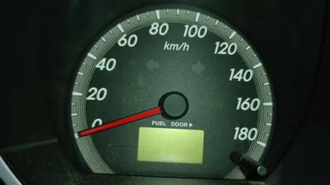 Speedometer when Turning on the Car Stock Footage 222732894