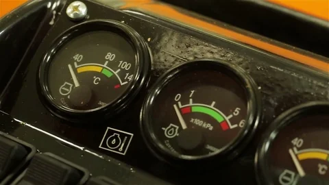 Speedometers on front panel of traktor Video stock 70286285