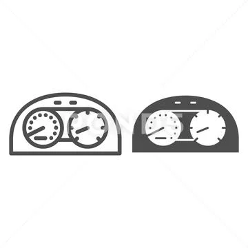 Speedometr line and glyph icon. Car dashboard vector illustration isolated  on ~ Clip Art #98300159