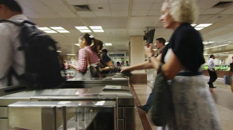 Speedup Commuters through Rail Turnstiles Video stock 34434810