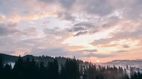 SpeedUp Footage Of Clouds Moving in Bukovel, Ukraine Stock Footage 101698590