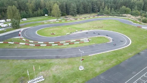 Speedway. Go-karts. Aerial shot 動画素材 213603353