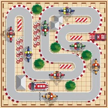 Speedway with motorcycles. Stock Illustration