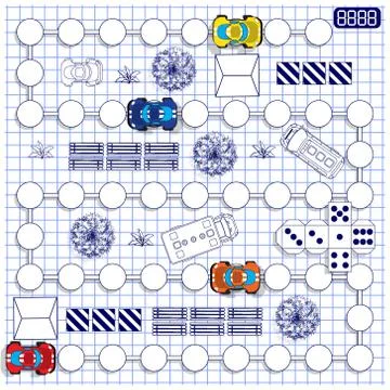 Speedway on a sheet in a cage. Stock Illustration