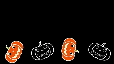 Speedy Abstract On And Off 4 Cute Cartoon Halloween Pumpkin Lanterns Border Stock Footage 279317002