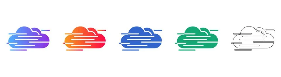 Speedy Cloud Computing and Data Transfer Icons, Gradient and Outline イラスト素材