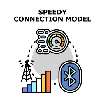 Speedy connection model illustrating fast internet wireless network Stock Illustration