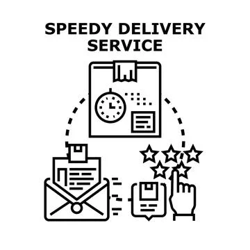 Speedy delivery service concept with fast shipping and customer feedback Stock Illustration